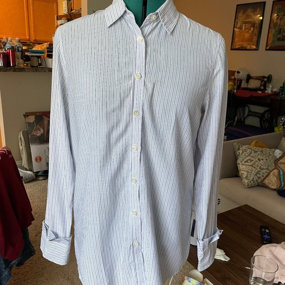 Striped Ruffle Cuff Button Down